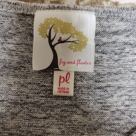 Anthropologie Fig & Flower Heather Gray Embroidered Tie Front Blouse Wm Sz PL - Picture 6 of 12